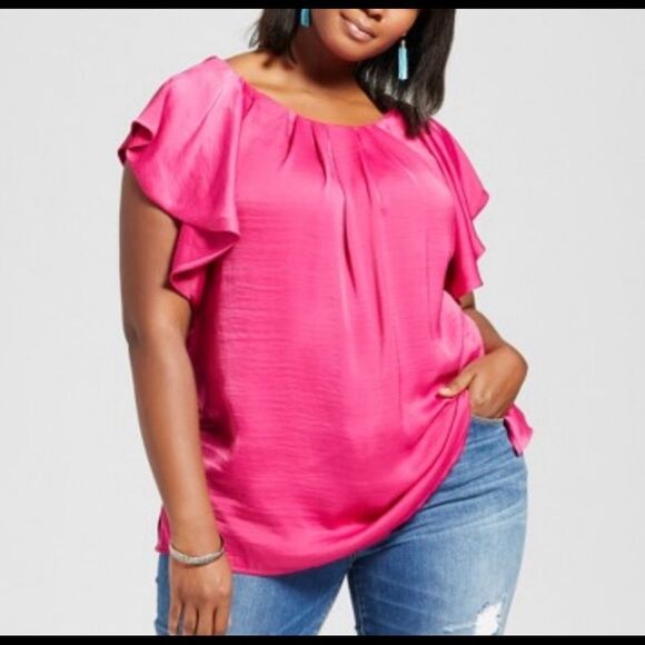 Elegant Ava & Viv fuchsia pink blouse plus size 4X NWOT - Picture 1 of 6